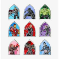 Brand new ⌛ Loungefly Marvel The Avengers Stained Glass Window Portraits Blind Box Enamel Pin - BoxLunch Exclusive ⭐