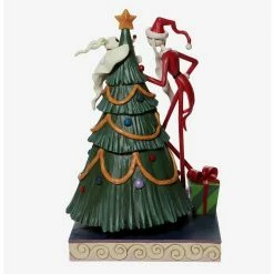 Alternative view of Cheap ???? Boxlunch The Nightmare Before ???? Christmas Disney Traditions Santa Jack And Zero With Tree Statue ❤️