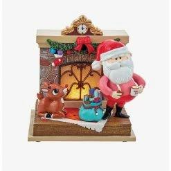 Wholesale 👍 Boxlunch Kurt Adler Rudolph The Red-Nosed Reindeer And Santa Fireplace Figure ⭐