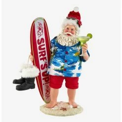 Deals ❤️ Boxlunch Kurt Adler Fabriche Santa With Surfboard And Drink Figure ????