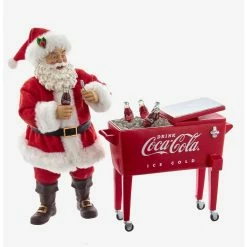 Discount ???? Boxlunch Kurt Adler Coke Santa With Table Cooler Figure ⭐
