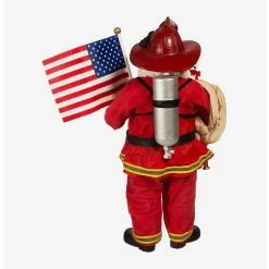 Deals ???? Boxlunch Kurt Adler Fabriche Fireman Santa With American Flag Figure ❤️ -BoxLunch shop unnamed file 917