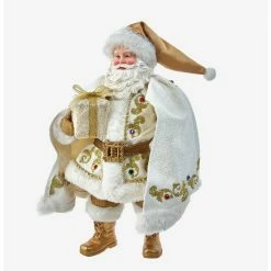 Outlet ???? Boxlunch Kurt Adler Fabriche White And Gold Santa Figure ❤️